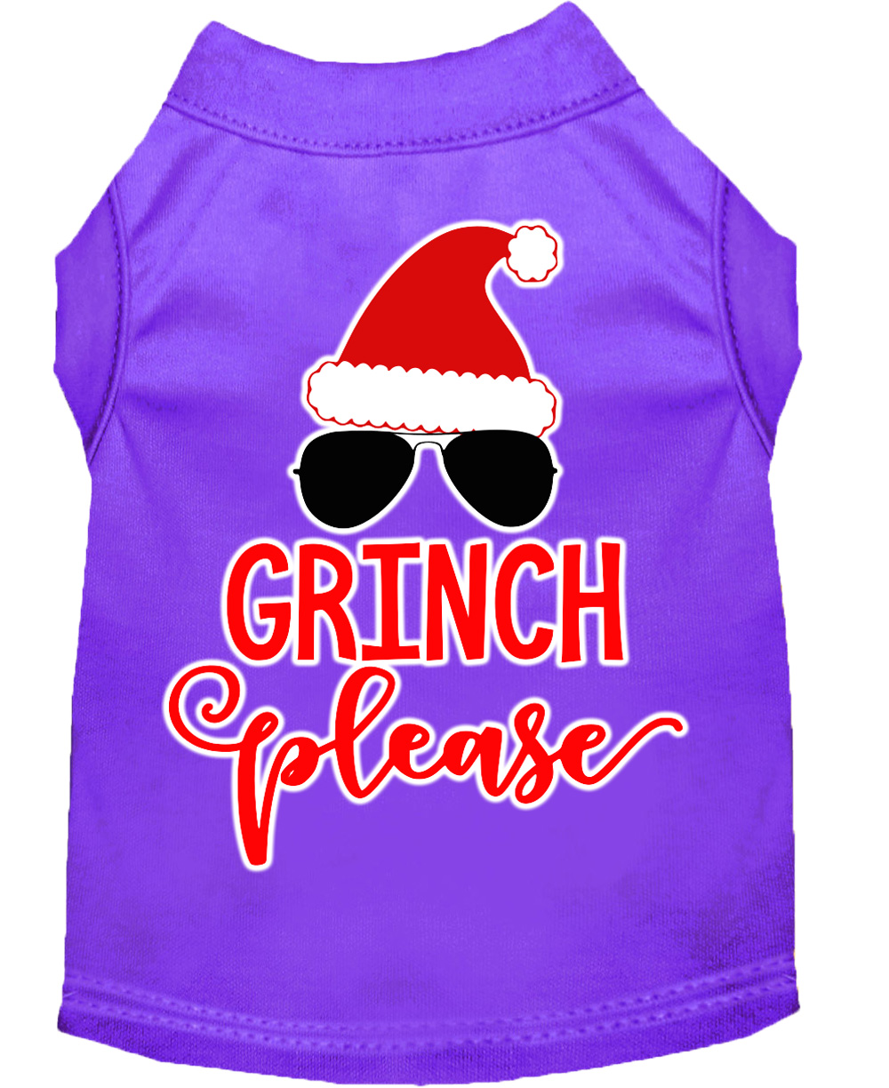 Grinch Please Screen Print Dog Shirt Purple Lg